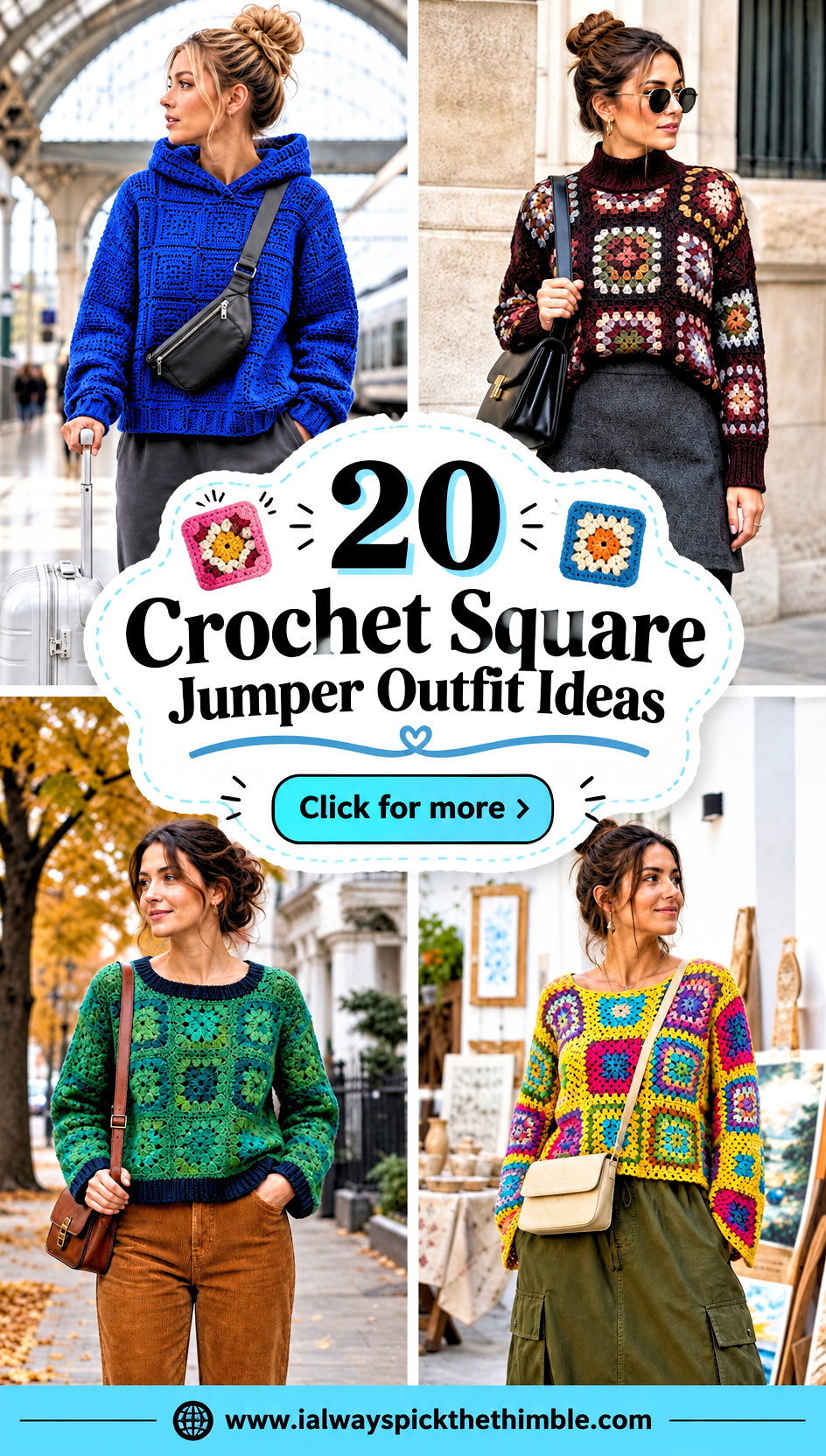 20 Crochet Square Jumper Outfit Ideas for Cool Mornings - 20 Crochet Square Jumper Outfit Ideas for Cool Mornings