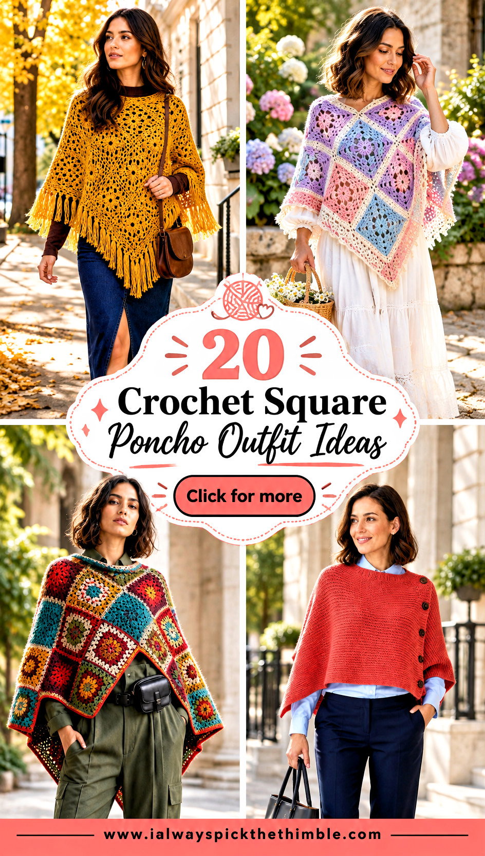 20 Crochet Square Poncho Outfit Ideas for Relaxed Layers - 20 Crochet Square Poncho Outfit Ideas for Relaxed Layers