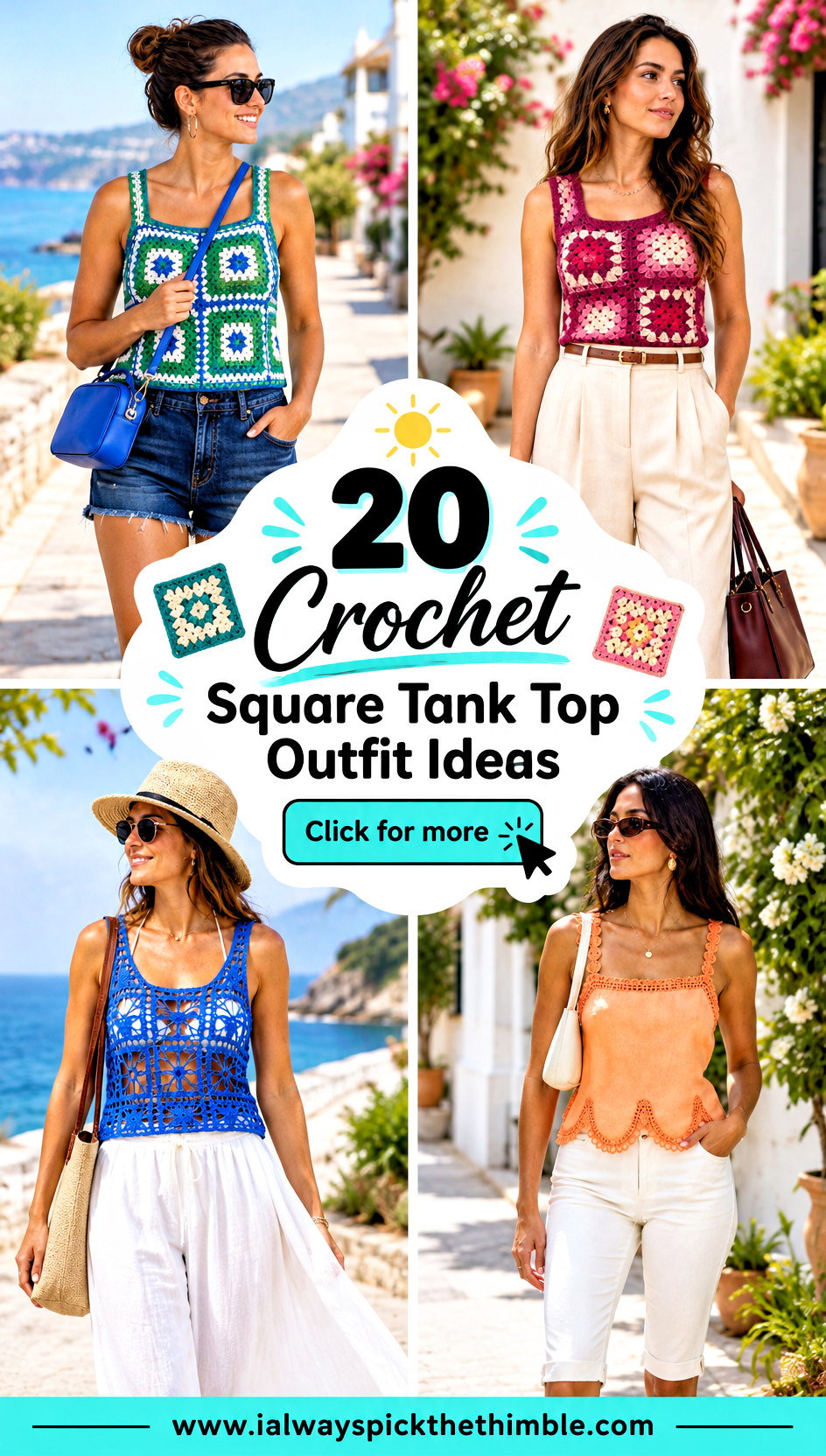 20 Crochet Square Tank Top Outfit Ideas for Summer Days - 20 Crochet Square Tank Top Outfit Ideas for Summer Days