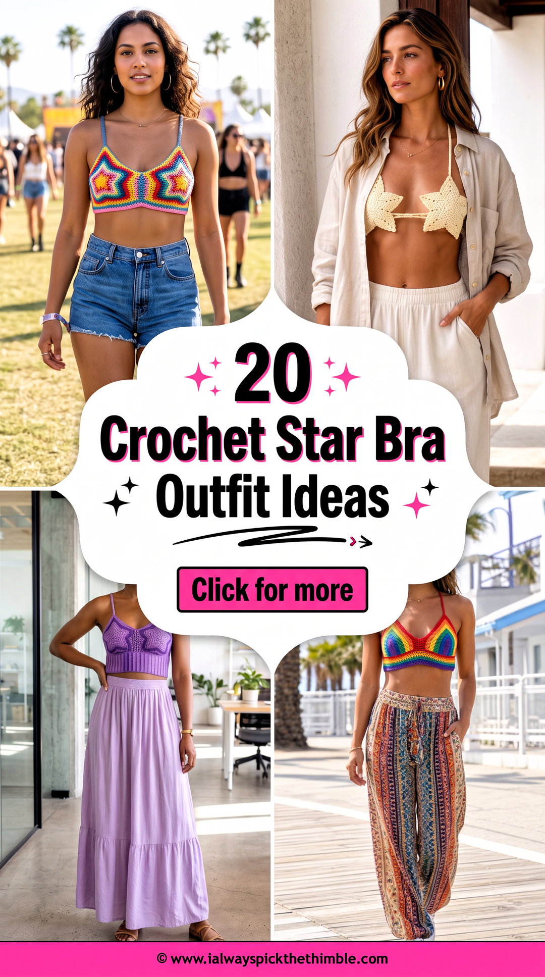 20 Crochet Star Bra Outfit Ideas for Festival Season - 20 Crochet Star Bra Outfit Ideas for Festival Season