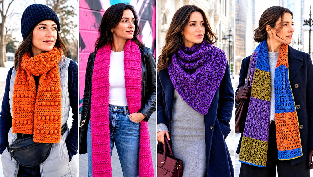 20 Crochet Stitch Sampler Scarf Outfit Ideas for Fall