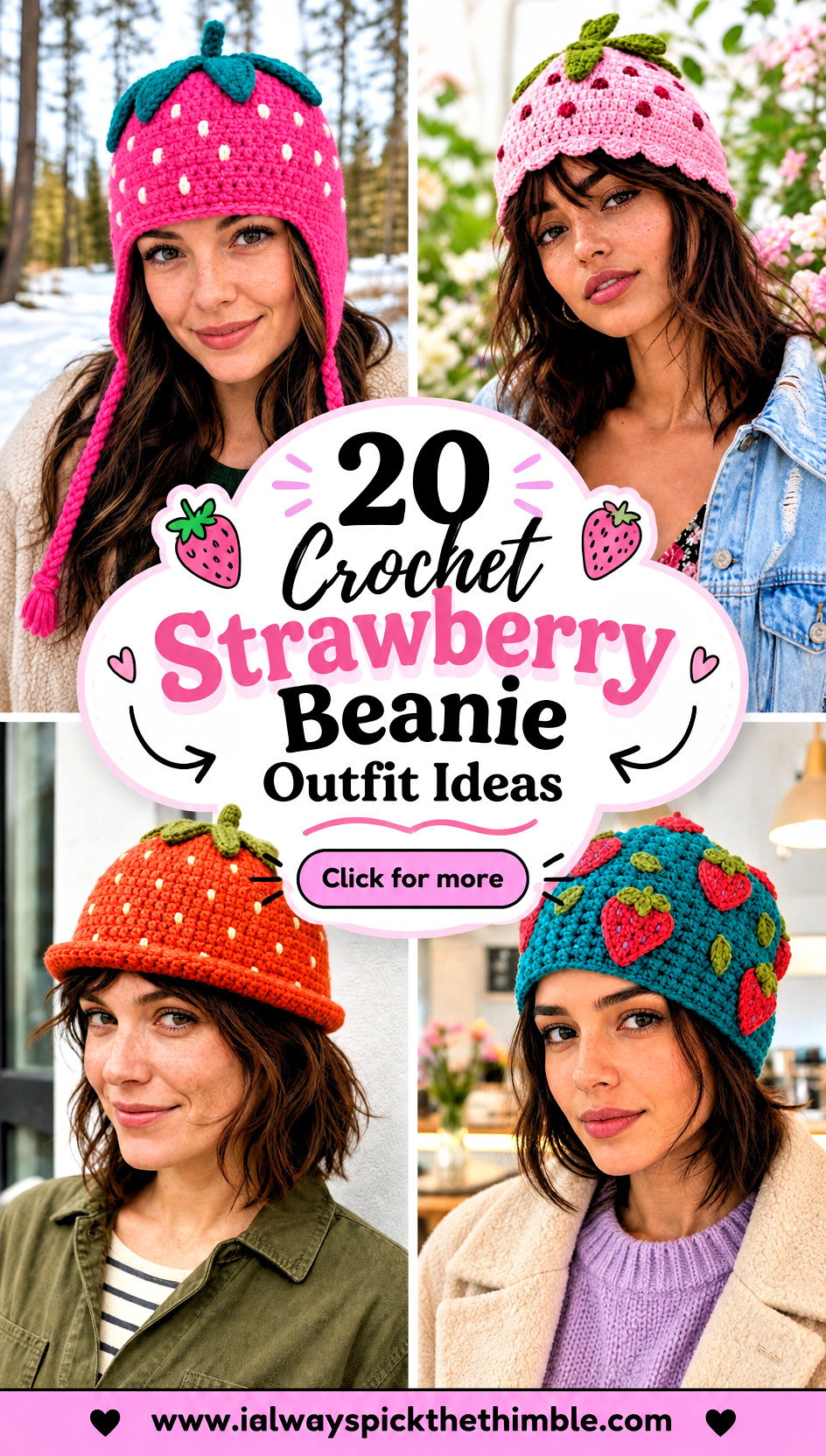 20 Crochet Strawberry Beanie Outfit Ideas in Soft Pastels - 20 Crochet Strawberry Beanie Outfit Ideas in Soft Pastels