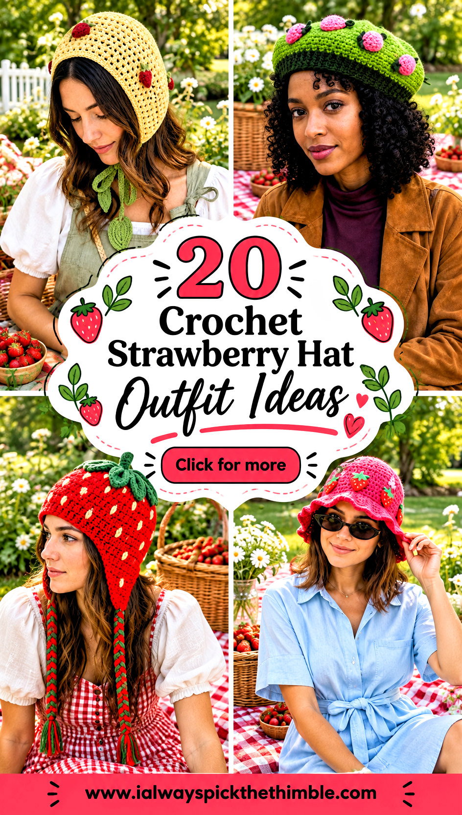 20 Crochet Strawberry Hat Outfit Ideas for Picnic Days - 20 Crochet Strawberry Hat Outfit Ideas for Picnic Days