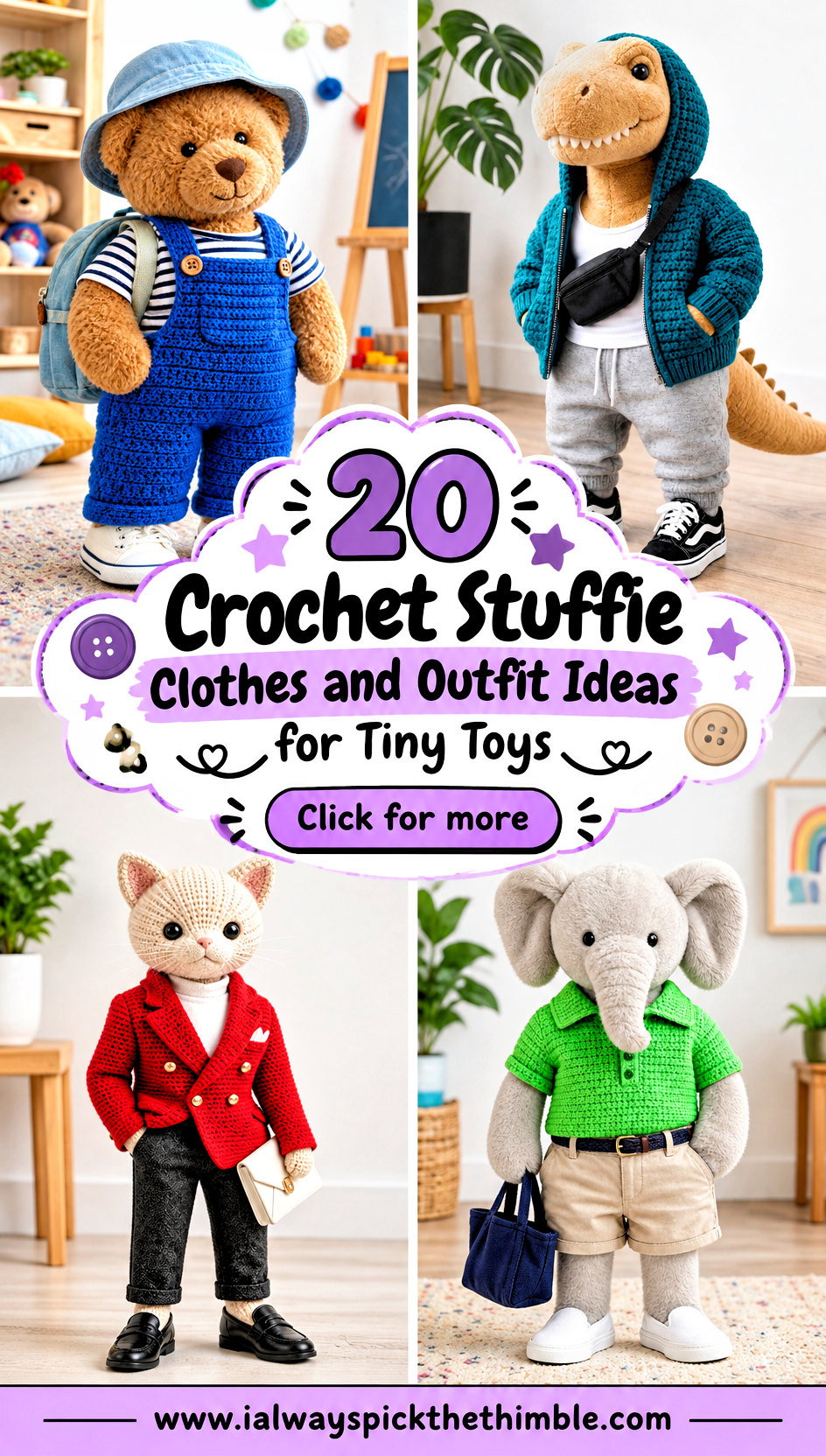 20 Crochet Stuffie Clothes and Outfit Ideas for Tiny Toys - 20 Crochet Stuffie Clothes and Outfit Ideas for Tiny Toys