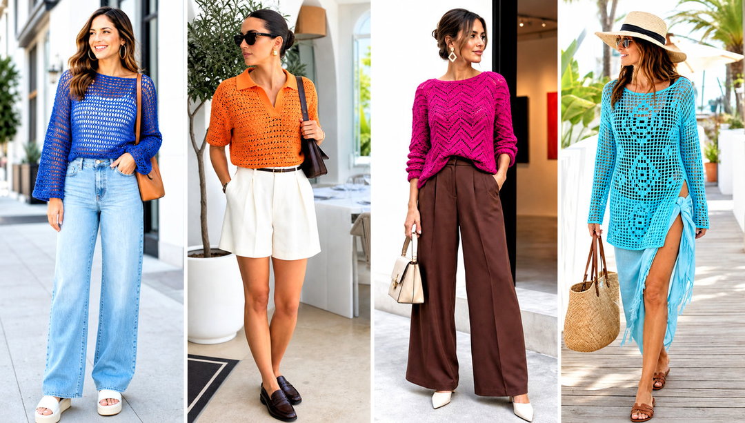 20 Crochet Summer Pullover Outfit Ideas with Casual Shorts