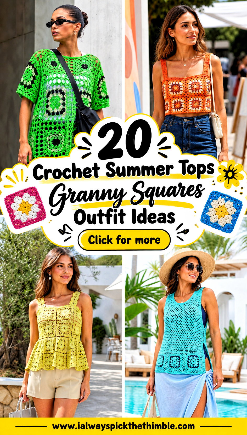 20 Crochet Summer Tops Granny Squares Outfit Ideas - 20 Crochet Summer Tops Granny Squares Outfit Ideas