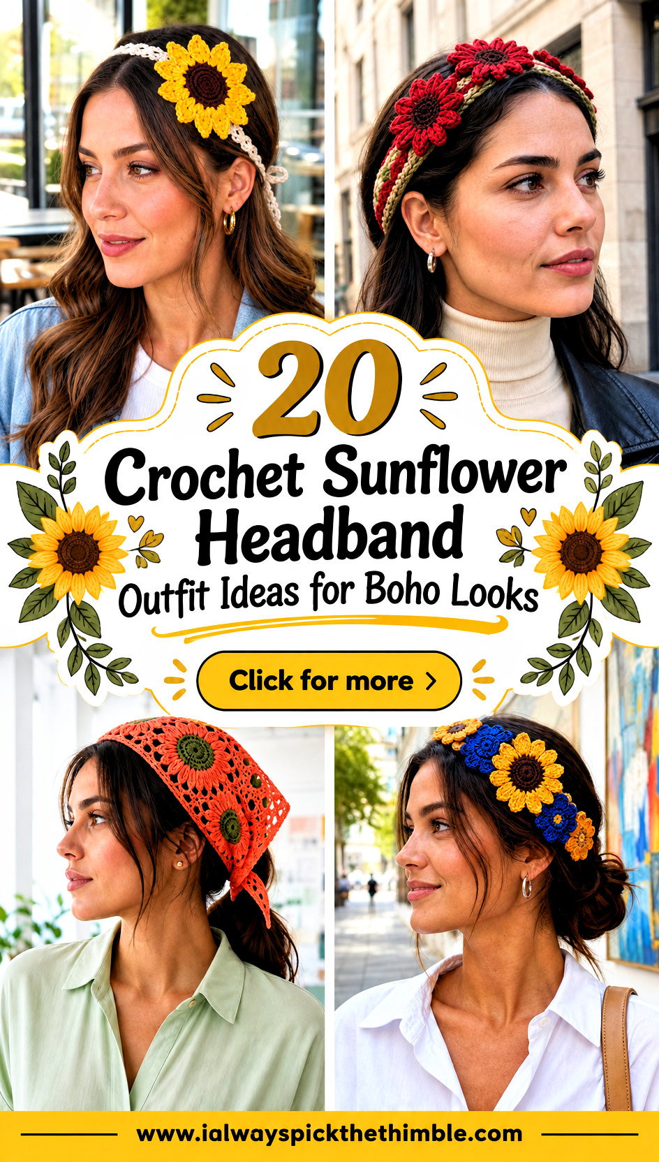 20 Crochet Sunflower Headband Outfit Ideas for Boho Looks - 20 Crochet Sunflower Headband Outfit Ideas for Boho Looks