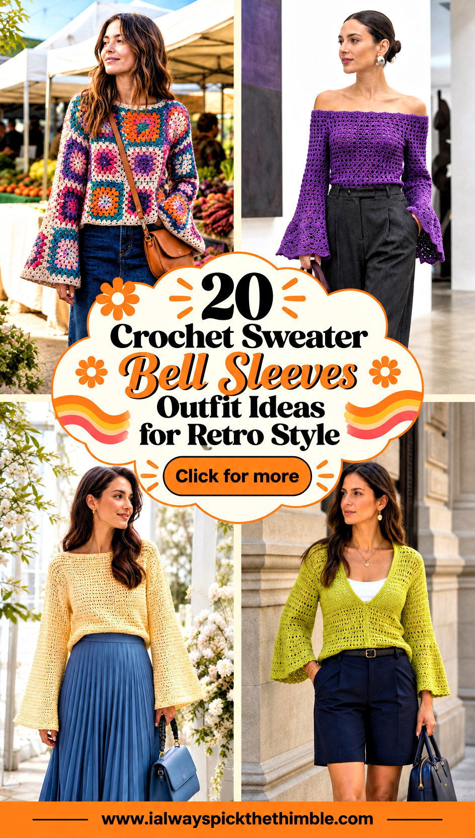 20 Crochet Sweater Bell Sleeves Outfit Ideas for Retro Style - 20 Crochet Sweater Bell Sleeves Outfit Ideas for Retro Style