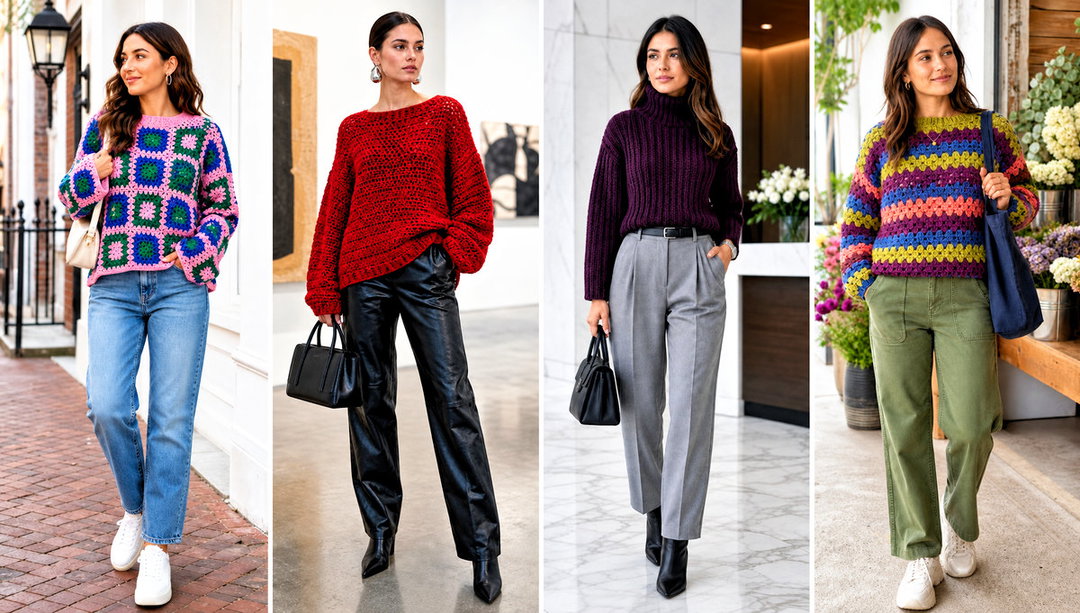 20 Crochet Sweater Inspiration Outfit Ideas for Daily Wear