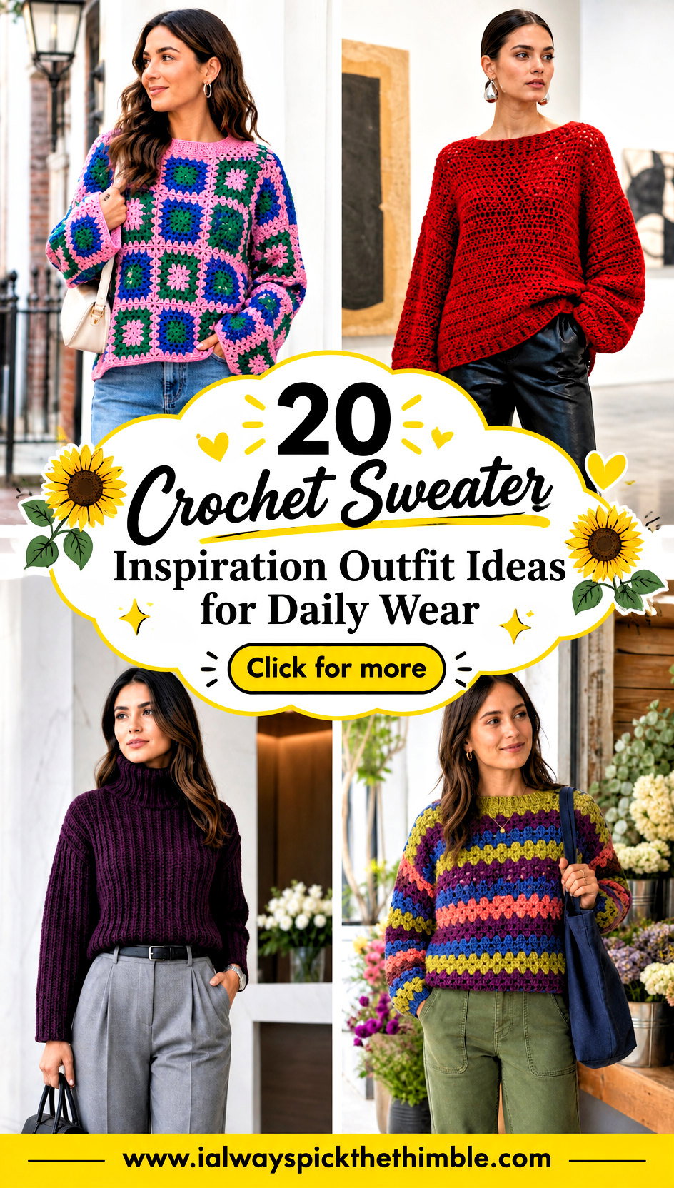 20 Crochet Sweater Inspiration Outfit Ideas for Daily Wear - 20 Crochet Sweater Inspiration Outfit Ideas for Daily Wear