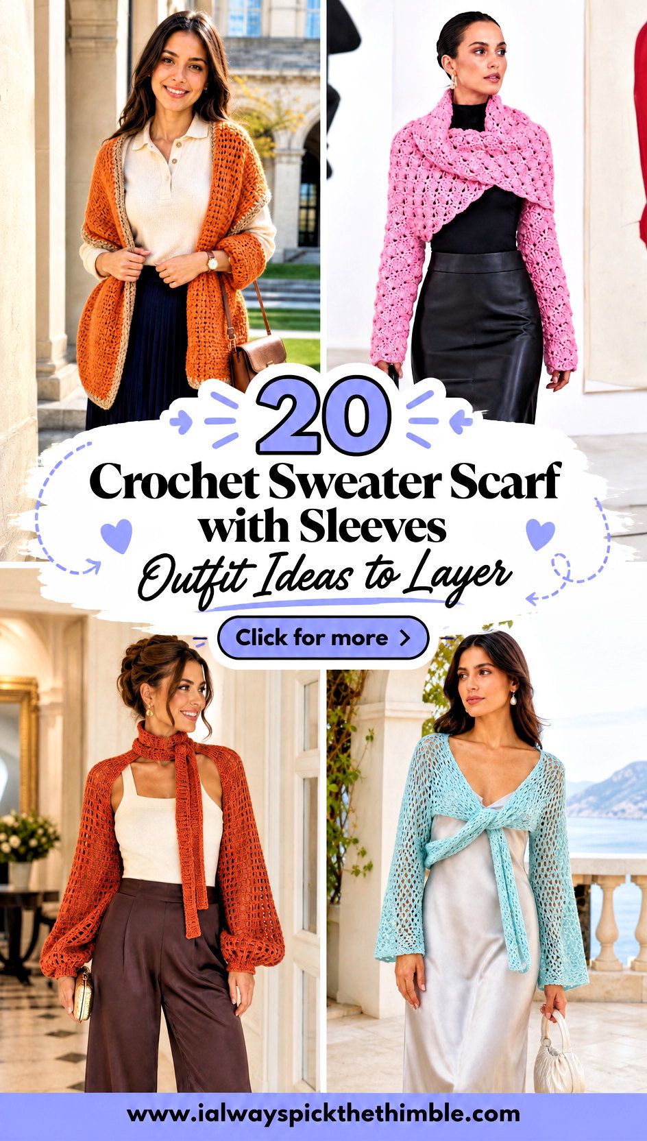 20 Crochet Sweater Scarf with Sleeves Outfit Ideas to Layer - 20 Crochet Sweater Scarf with Sleeves Outfit Ideas to Layer