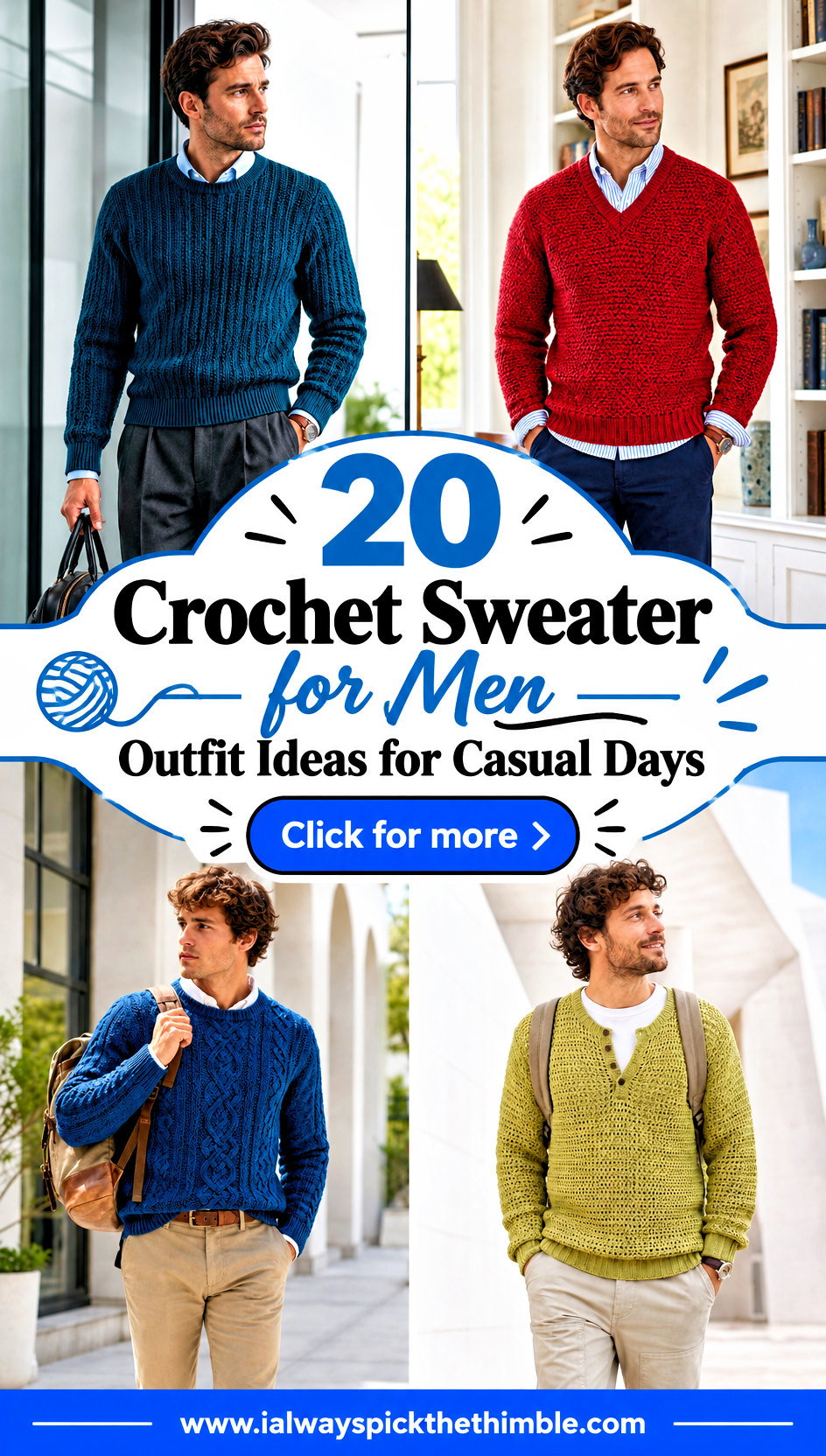 20 Crochet Sweater for Men Outfit Ideas for Casual Days - 20 Crochet Sweater for Men Outfit Ideas for Casual Days