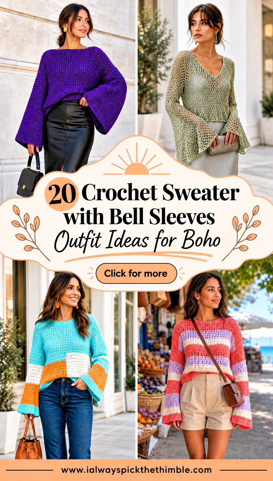 20 Crochet Sweater with Bell Sleeves Outfit Ideas for Boho - 20 Crochet Sweater with Bell Sleeves Outfit Ideas for Boho
