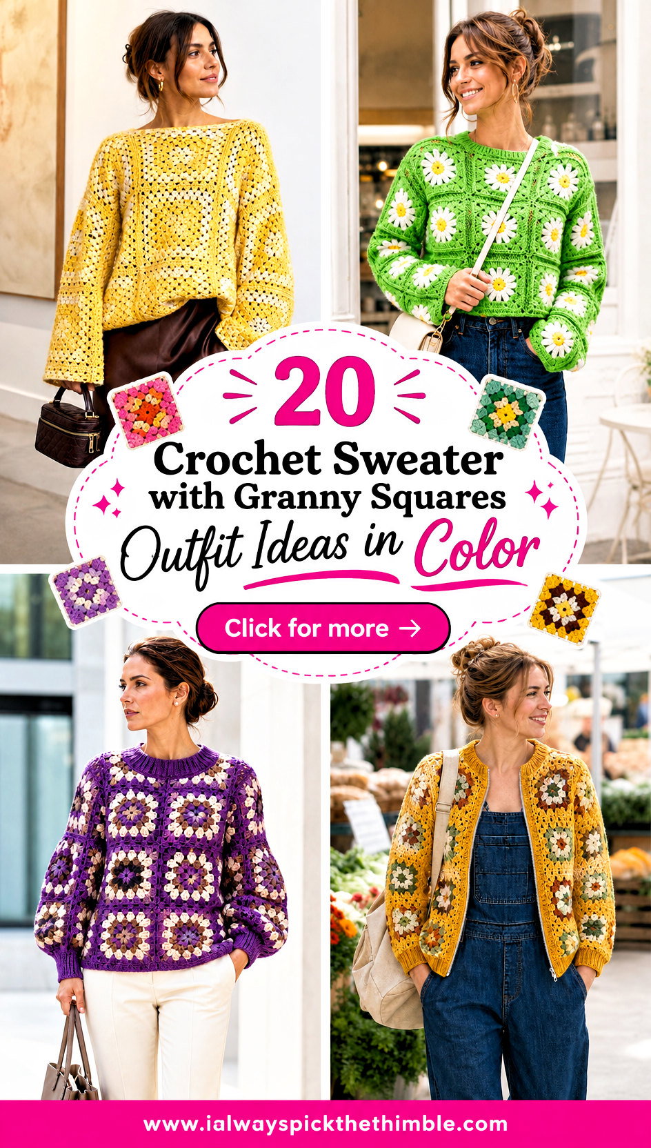 20 Crochet Sweater with Granny Squares Outfit Ideas in Color - 20 Crochet Sweater with Granny Squares Outfit Ideas in Color