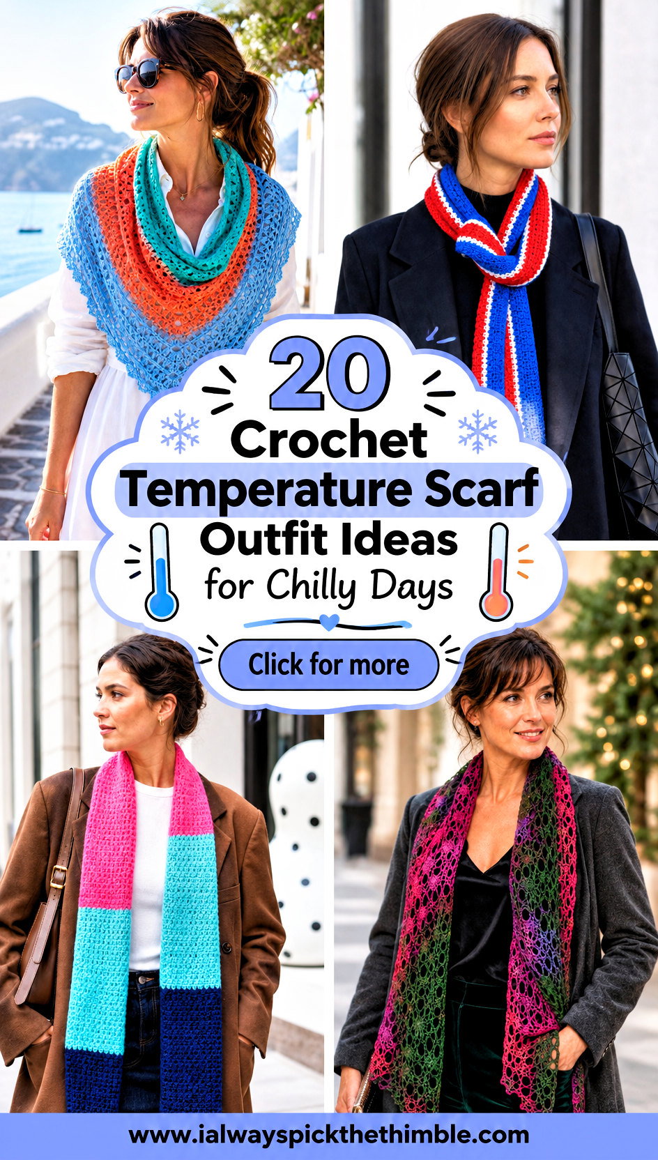 20 Crochet Temperature Scarf Outfit Ideas for Chilly Days - 20 Crochet Temperature Scarf Outfit Ideas for Chilly Days