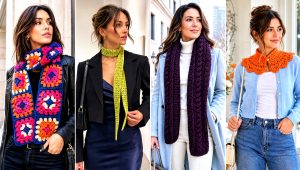 20 Crochet Textured Scarf Outfit Ideas With Winter Coats