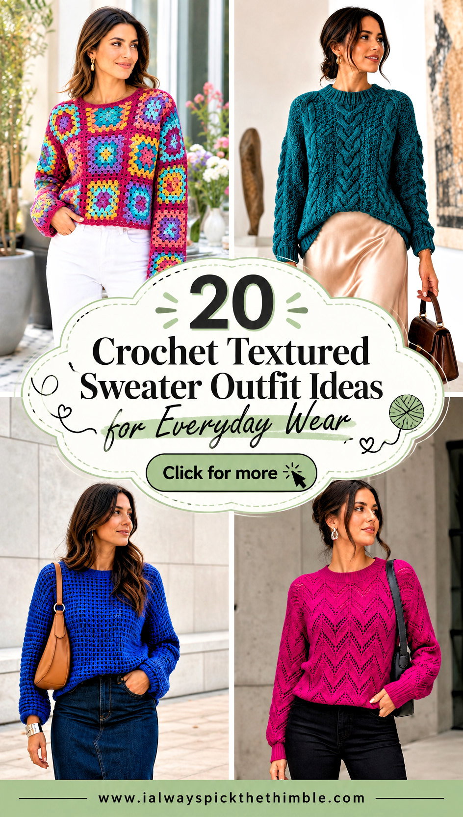 20 Crochet Textured Sweater Outfit Ideas for Everyday Wear - 20 Crochet Textured Sweater Outfit Ideas for Everyday Wear