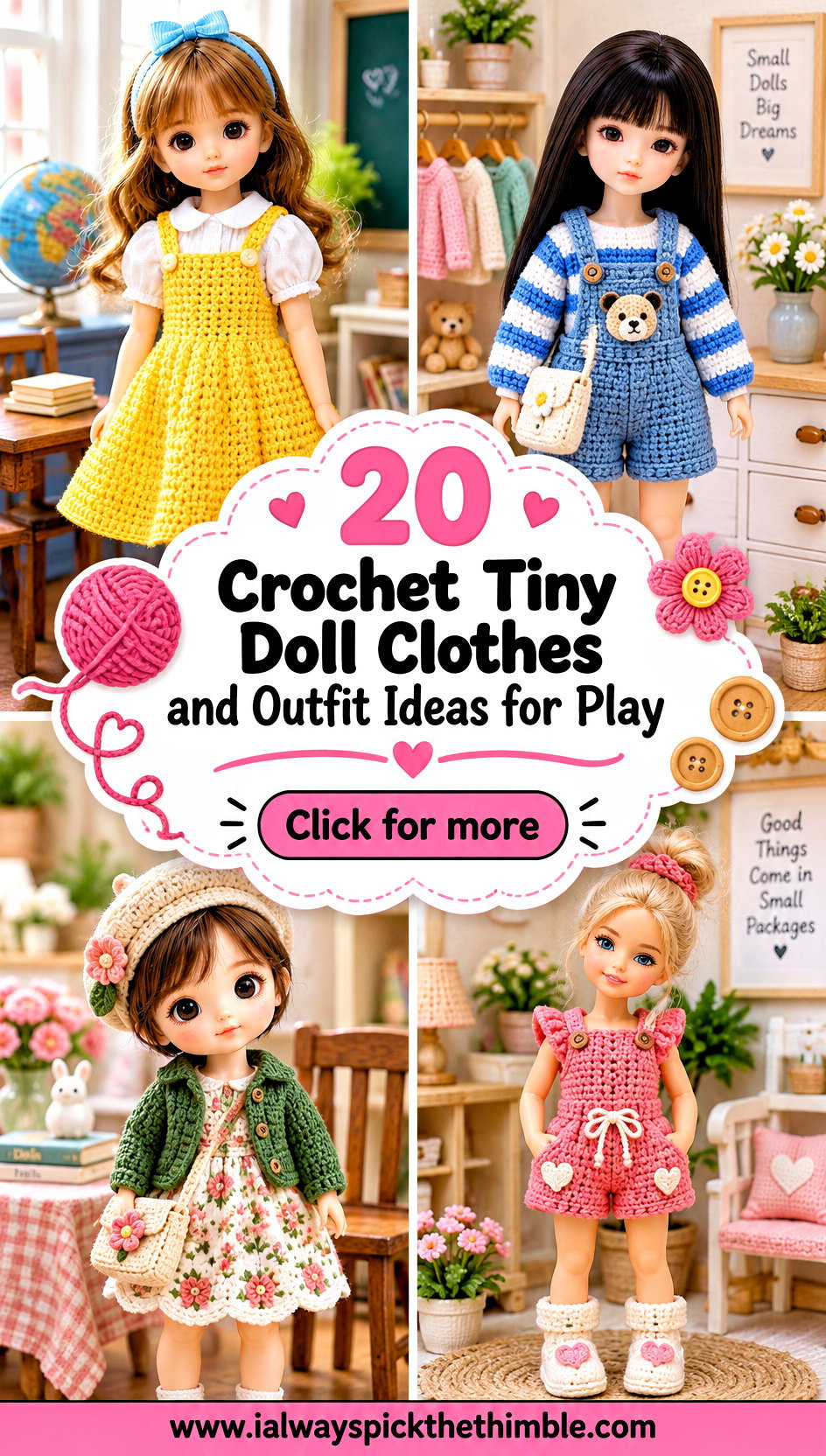 20 Crochet Tiny Doll Clothes and Outfit Ideas for Play - 20 Crochet Tiny Doll Clothes and Outfit Ideas for Play