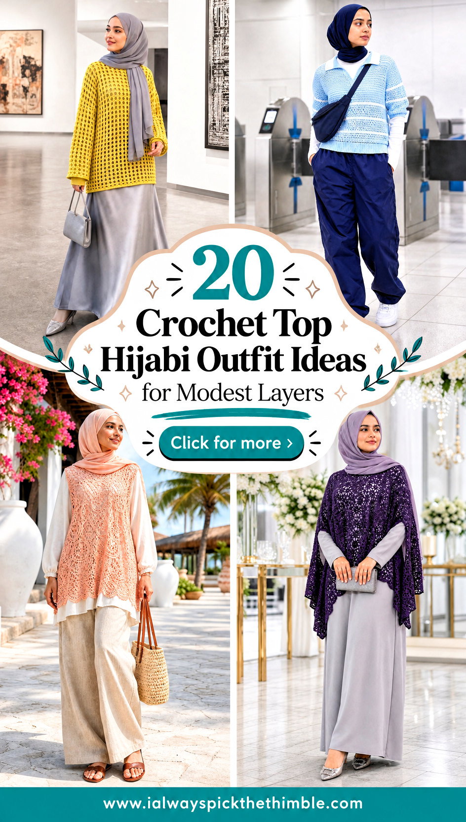 20 Crochet Top Hijabi Outfit Ideas for Modest Layers - 20 Crochet Top Hijabi Outfit Ideas for Modest Layers