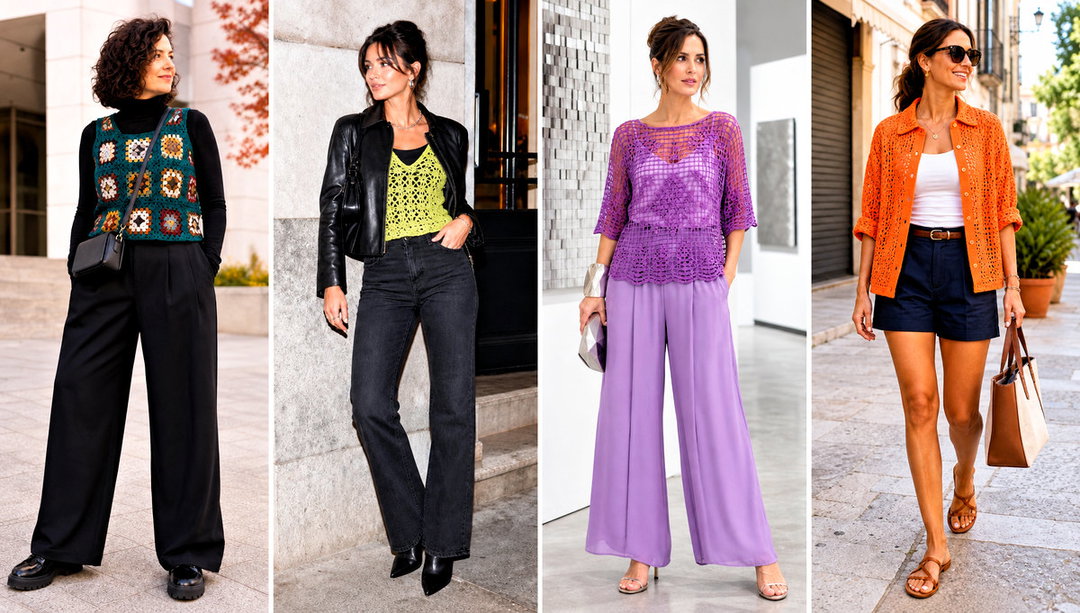 20 Crochet Top Layering Outfit Ideas for In-Between Days