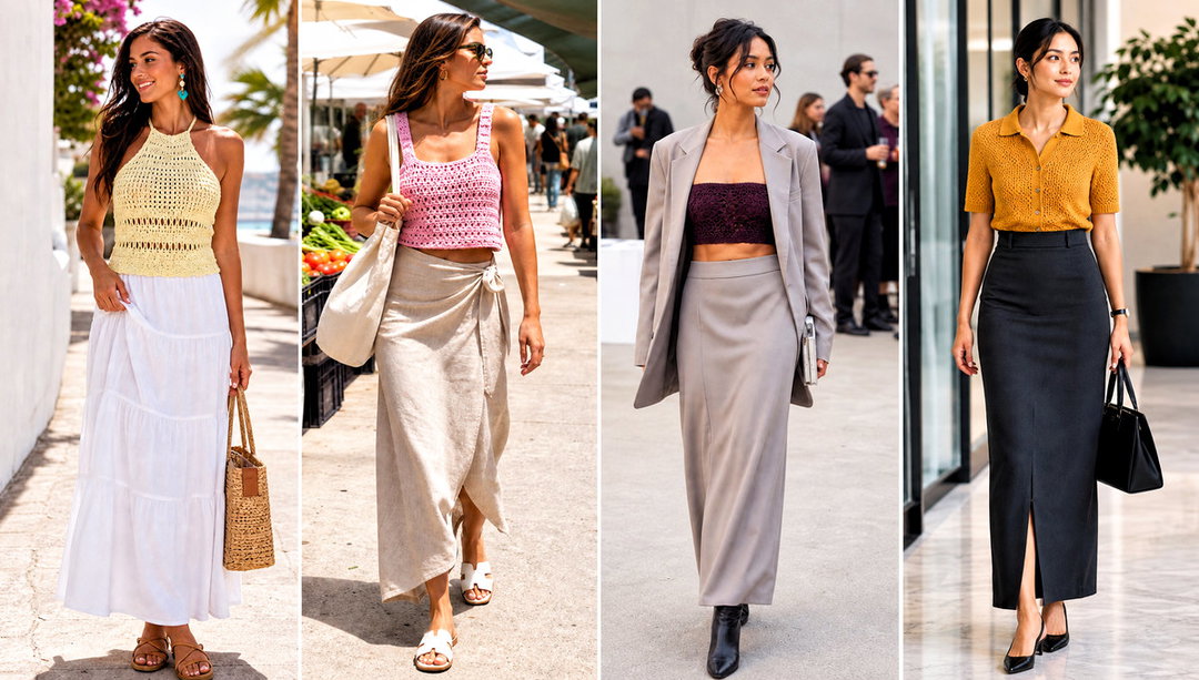 20 Crochet Top and Long Skirt Outfit Ideas for Boho Style