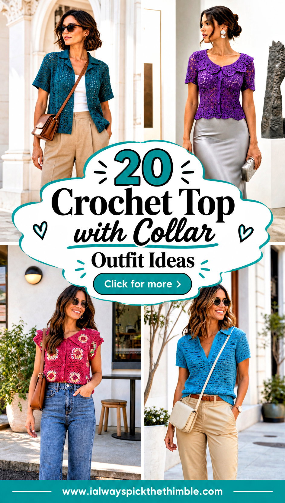 20 Crochet Top with Collar Outfit Ideas for Smart Casual - 20 Crochet Top with Collar Outfit Ideas for Smart Casual