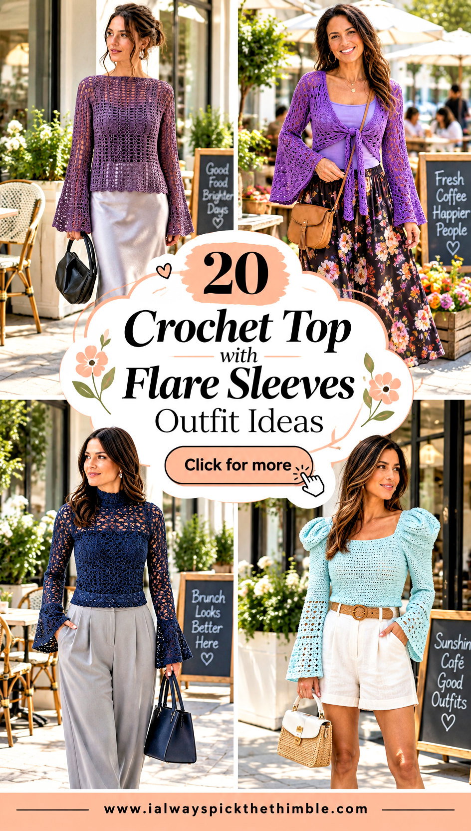 20 Crochet Top with Flare Sleeves Outfit Ideas for Brunch - 20 Crochet Top with Flare Sleeves Outfit Ideas for Brunch