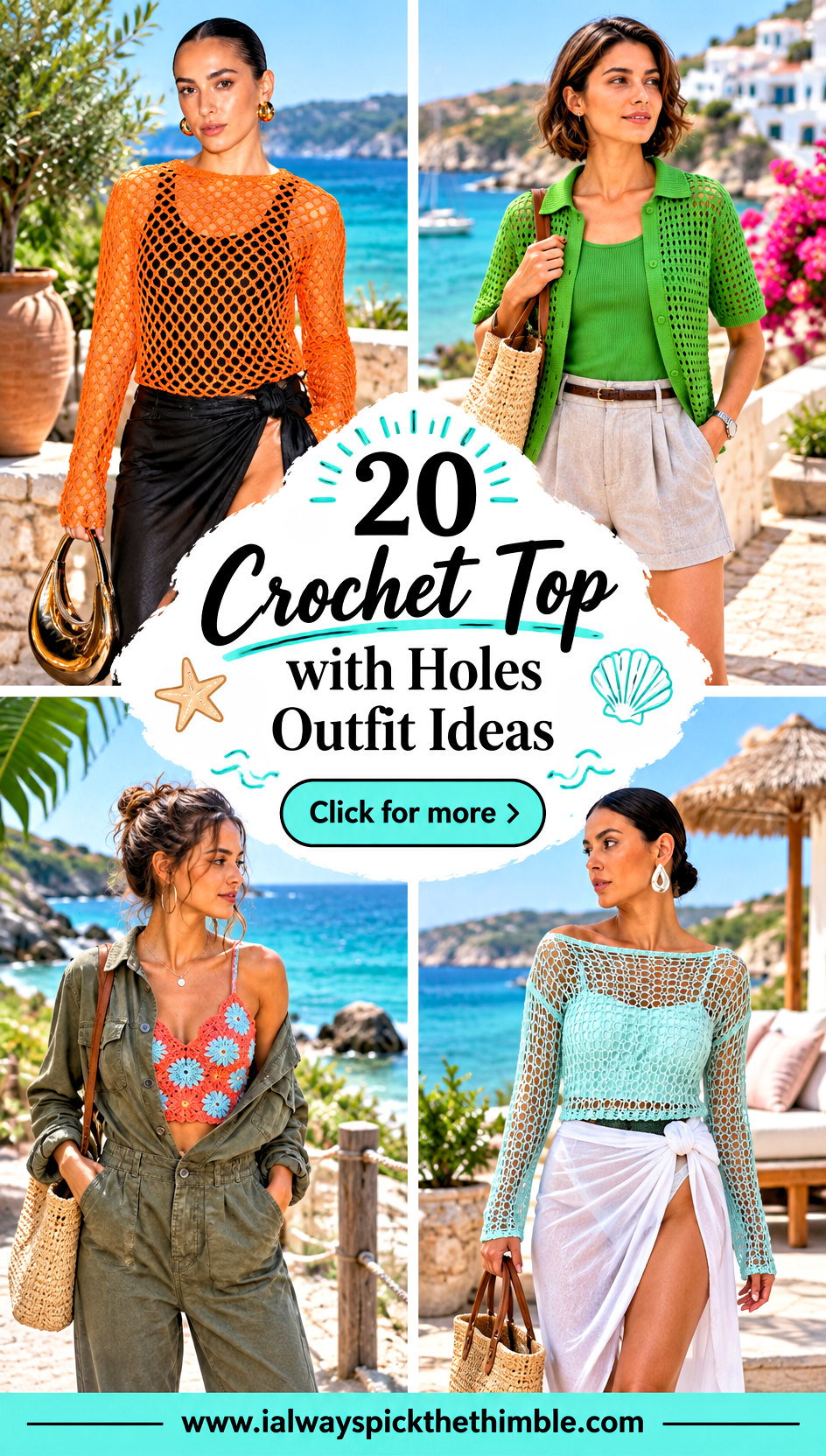 20 Crochet Top with Holes Outfit Ideas for Beach Cover-Ups - 20 Crochet Top with Holes Outfit Ideas for Beach Cover-Ups