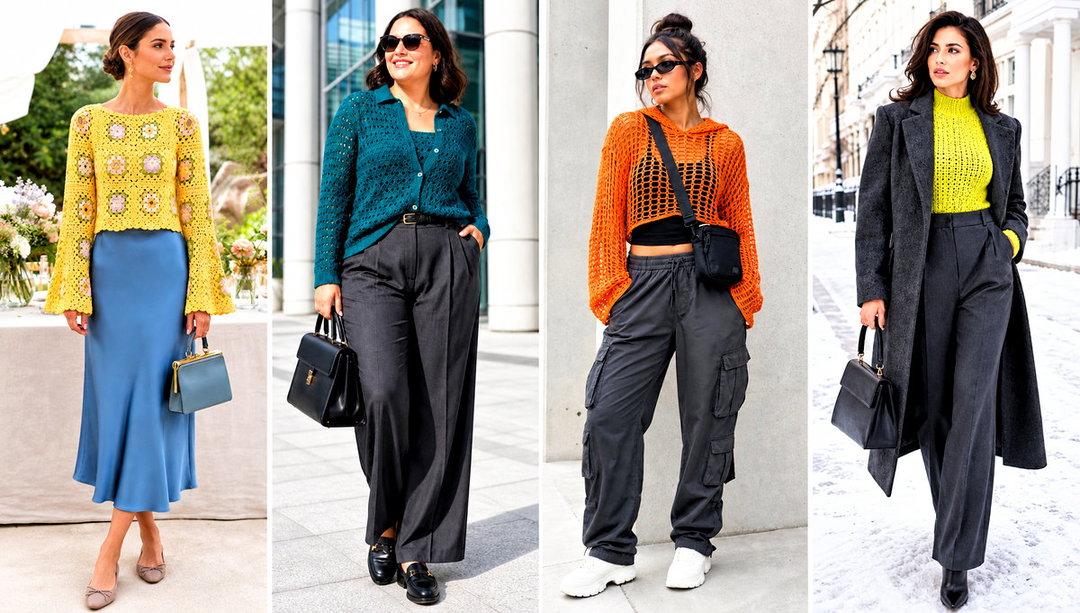 20 Crochet Tops with Long Sleeves Outfit Ideas for Cool Days