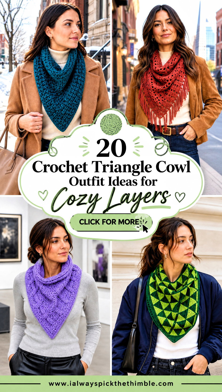 20 Crochet Triangle Cowl Outfit Ideas for Cozy Layers - 20 Crochet Triangle Cowl Outfit Ideas for Cozy Layers