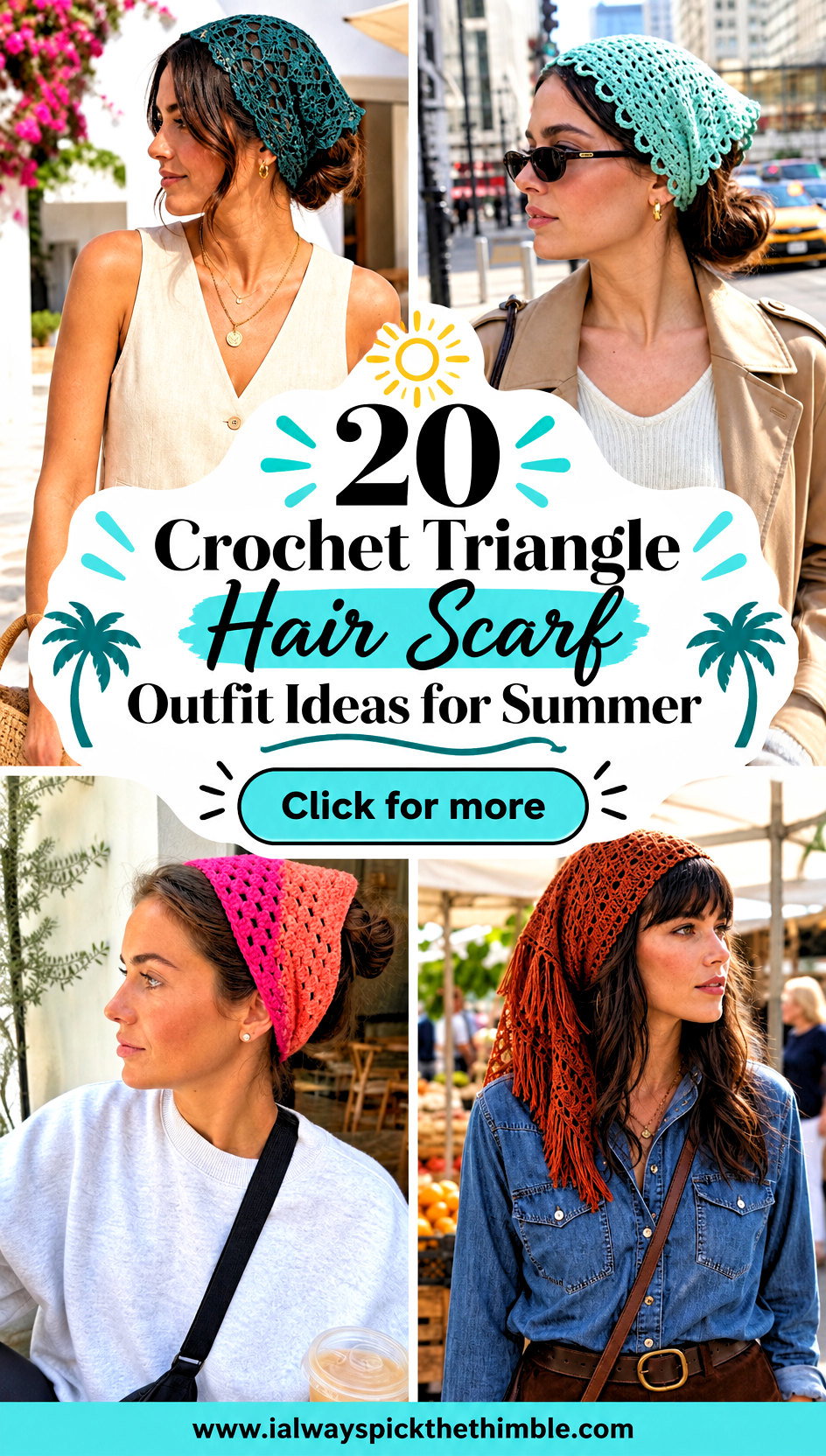 20 Crochet Triangle Hair Scarf Outfit Ideas for Summer - 20 Crochet Triangle Hair Scarf Outfit Ideas for Summer