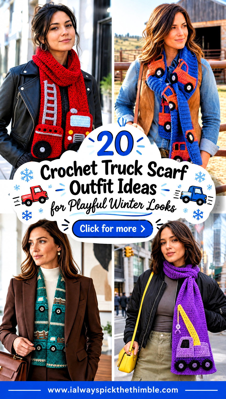 20 Crochet Truck Scarf Outfit Ideas for Playful Winter Looks - 20 Crochet Truck Scarf Outfit Ideas for Playful Winter Looks