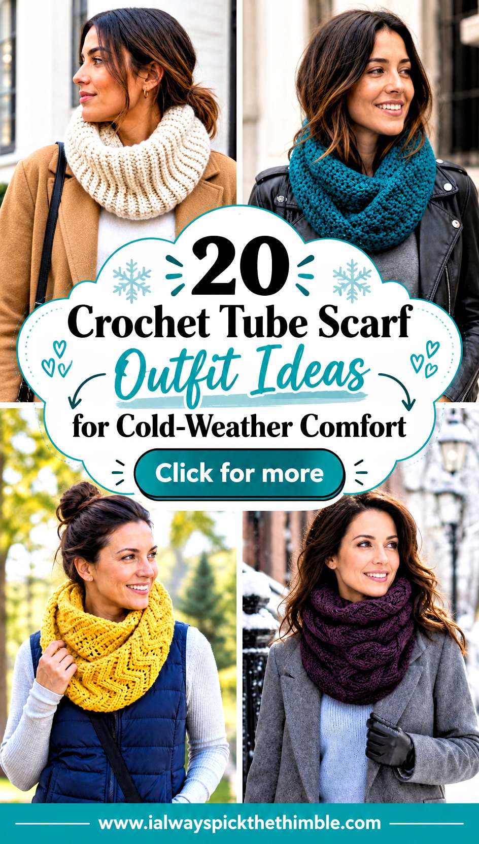 20 Crochet Tube Scarf Outfit Ideas for Cold-Weather Comfort - 20 Crochet Tube Scarf Outfit Ideas for Cold-Weather Comfort