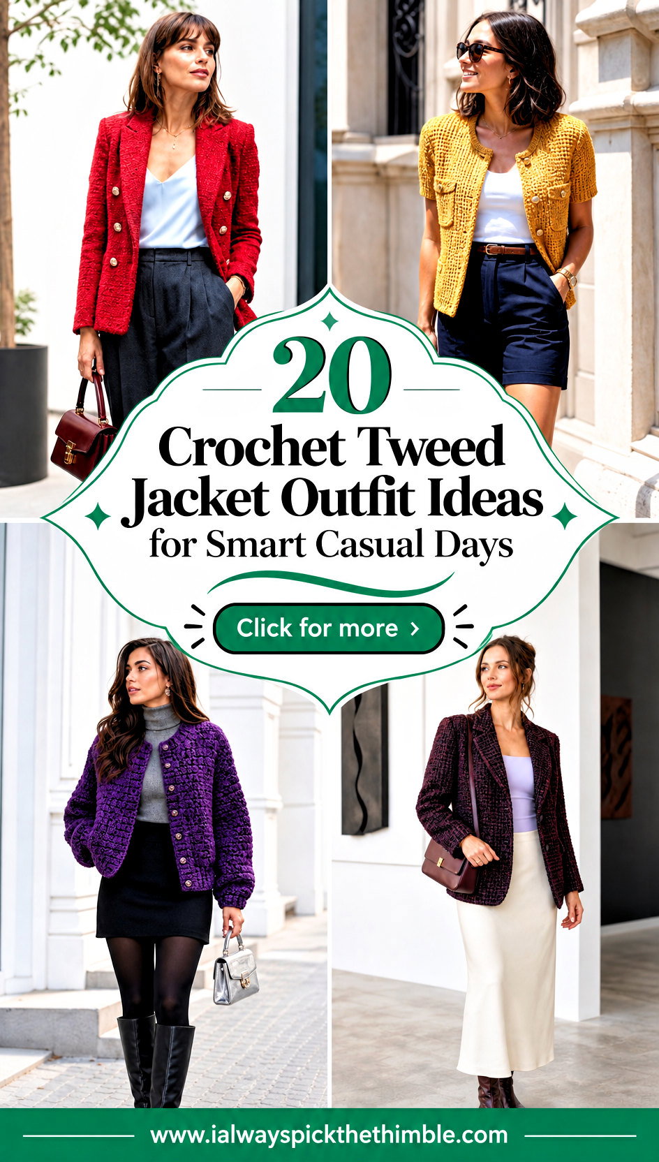 20 Crochet Tweed Jacket Outfit Ideas for Smart Casual Days - 20 Crochet Tweed Jacket Outfit Ideas for Smart Casual Days