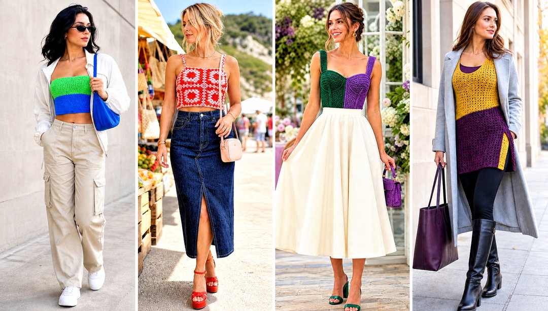 20 Crochet Two Tone Top Outfit Ideas for Sunny Days