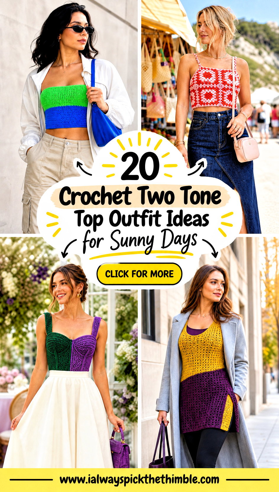 20 Crochet Two Tone Top Outfit Ideas for Sunny Days - 20 Crochet Two Tone Top Outfit Ideas for Sunny Days