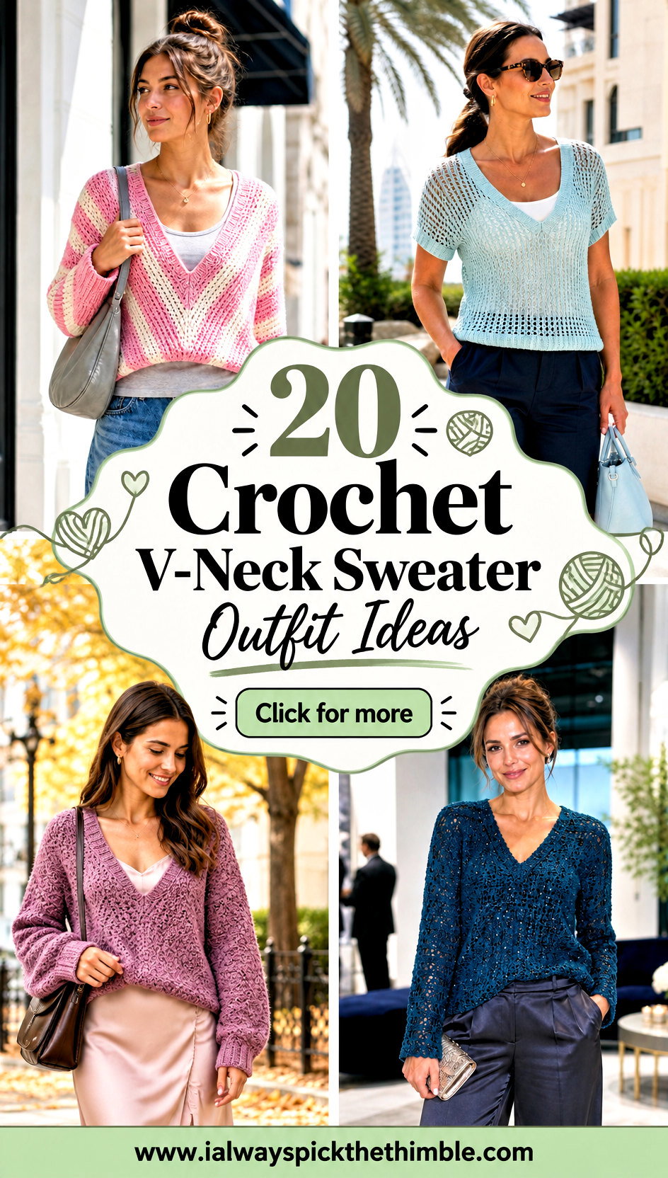 20 Crochet V-Neck Sweater Outfit Ideas for Easy Layers - 20 Crochet V-Neck Sweater Outfit Ideas for Easy Layers