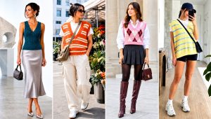 20 Crochet V Neck Sweater Vest Outfit Ideas for Layering