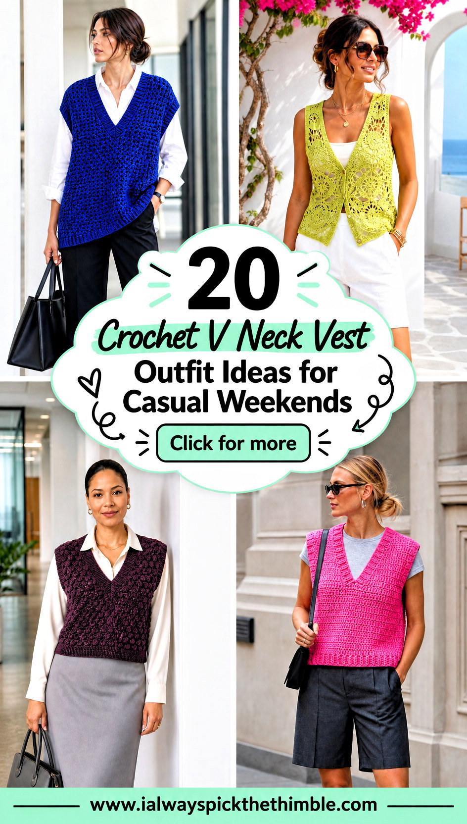 20 Crochet V Neck Vest Outfit Ideas for Casual Weekends - 20 Crochet V Neck Vest Outfit Ideas for Casual Weekends