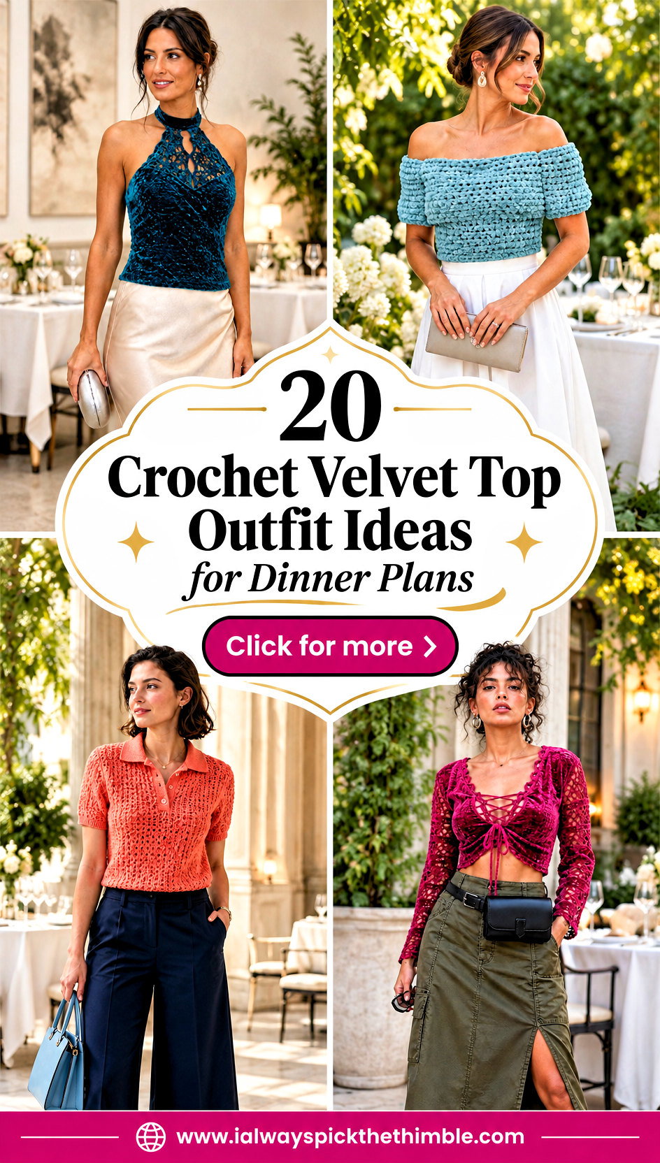 20 Crochet Velvet Top Outfit Ideas for Dinner Plans - 20 Crochet Velvet Top Outfit Ideas for Dinner Plans