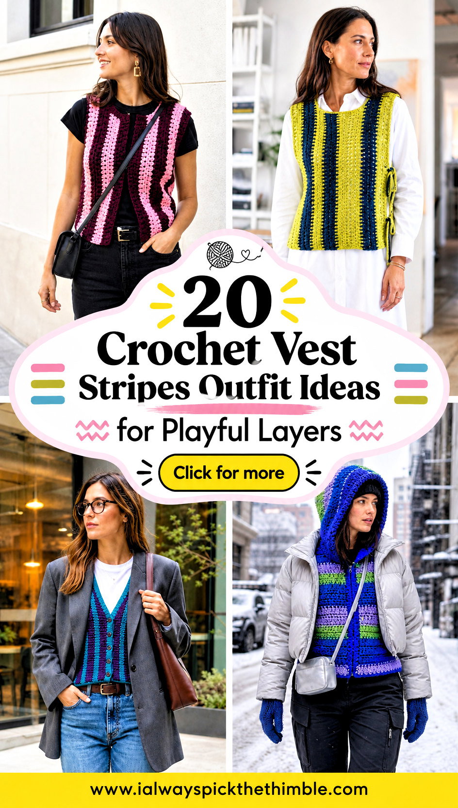 20 Crochet Vest Stripes Outfit Ideas for Playful Layers - 20 Crochet Vest Stripes Outfit Ideas for Playful Layers