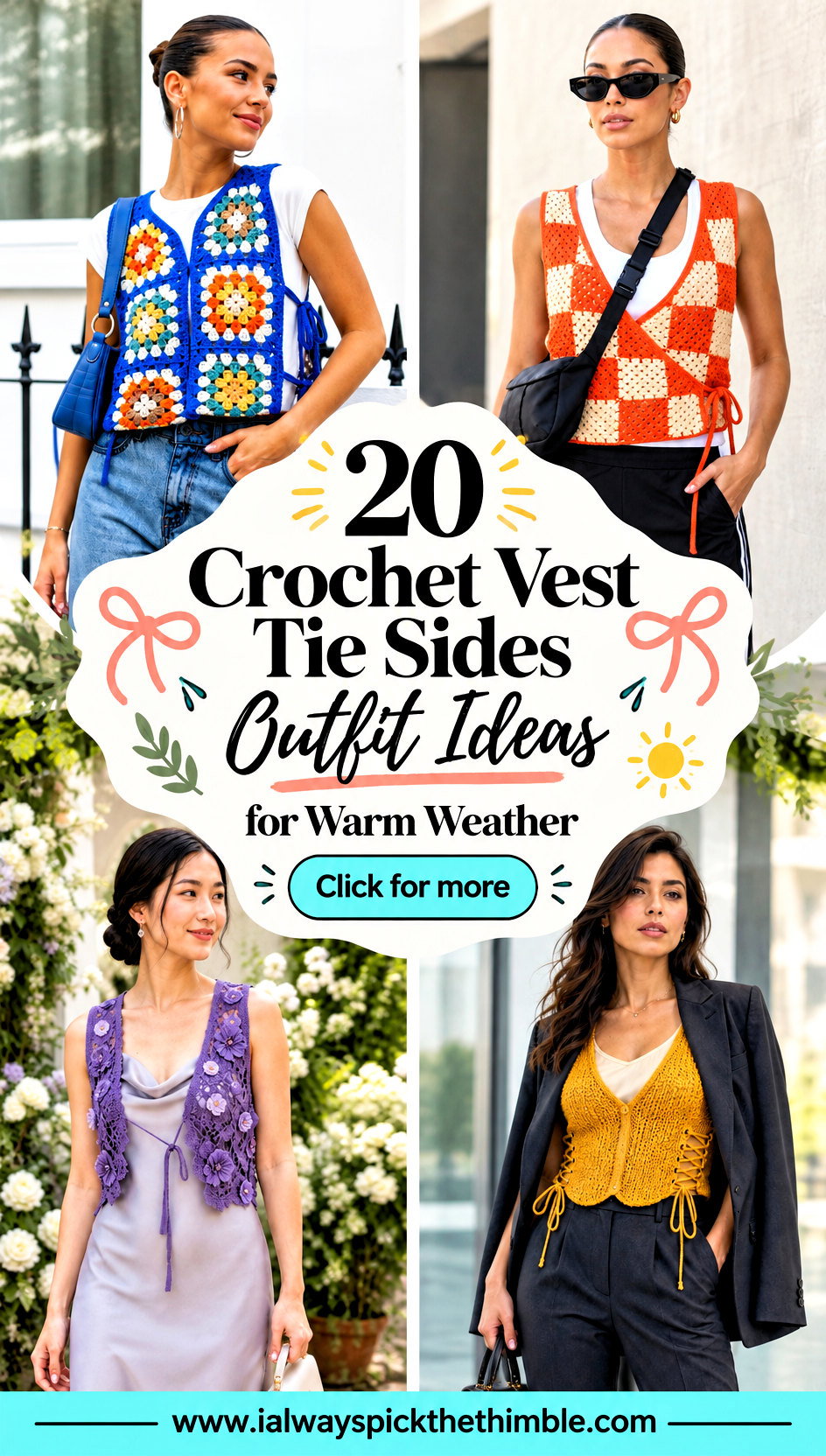 20 Crochet Vest Tie Sides Outfit Ideas for Warm Weather - 20 Crochet Vest Tie Sides Outfit Ideas for Warm Weather
