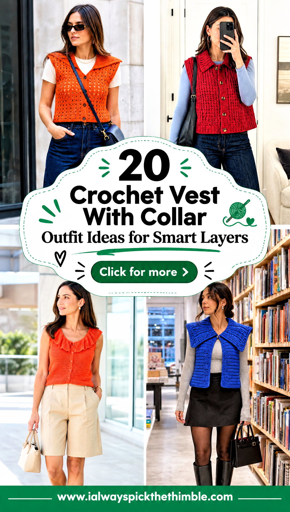 20 Crochet Vest With Collar Outfit Ideas for Smart Layers - 20 Crochet Vest With Collar Outfit Ideas for Smart Layers