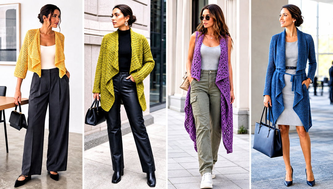 20 Crochet Waterfall Cardigan Outfit Ideas for Workdays