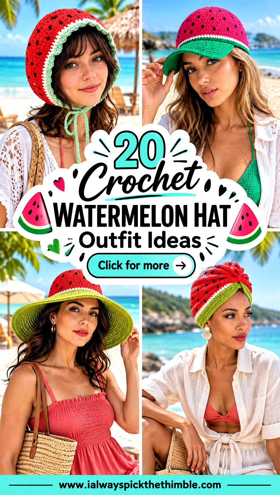 20 Crochet Watermelon Hat Outfit Ideas for Beach Days - 20 Crochet Watermelon Hat Outfit Ideas for Beach Days