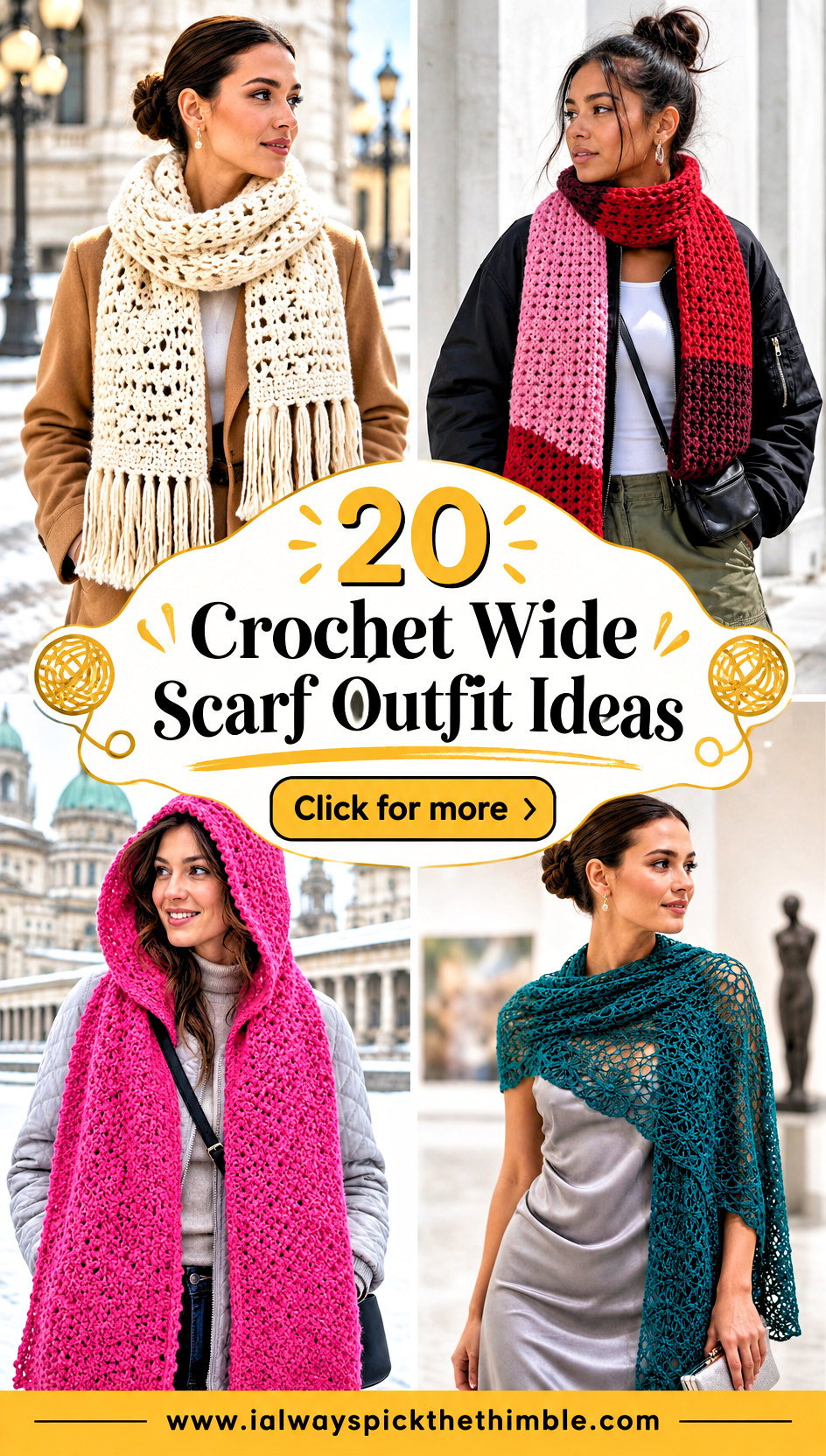 20 Crochet Wide Scarf Outfit Ideas for Cozy Layering - 20 Crochet Wide Scarf Outfit Ideas for Cozy Layering