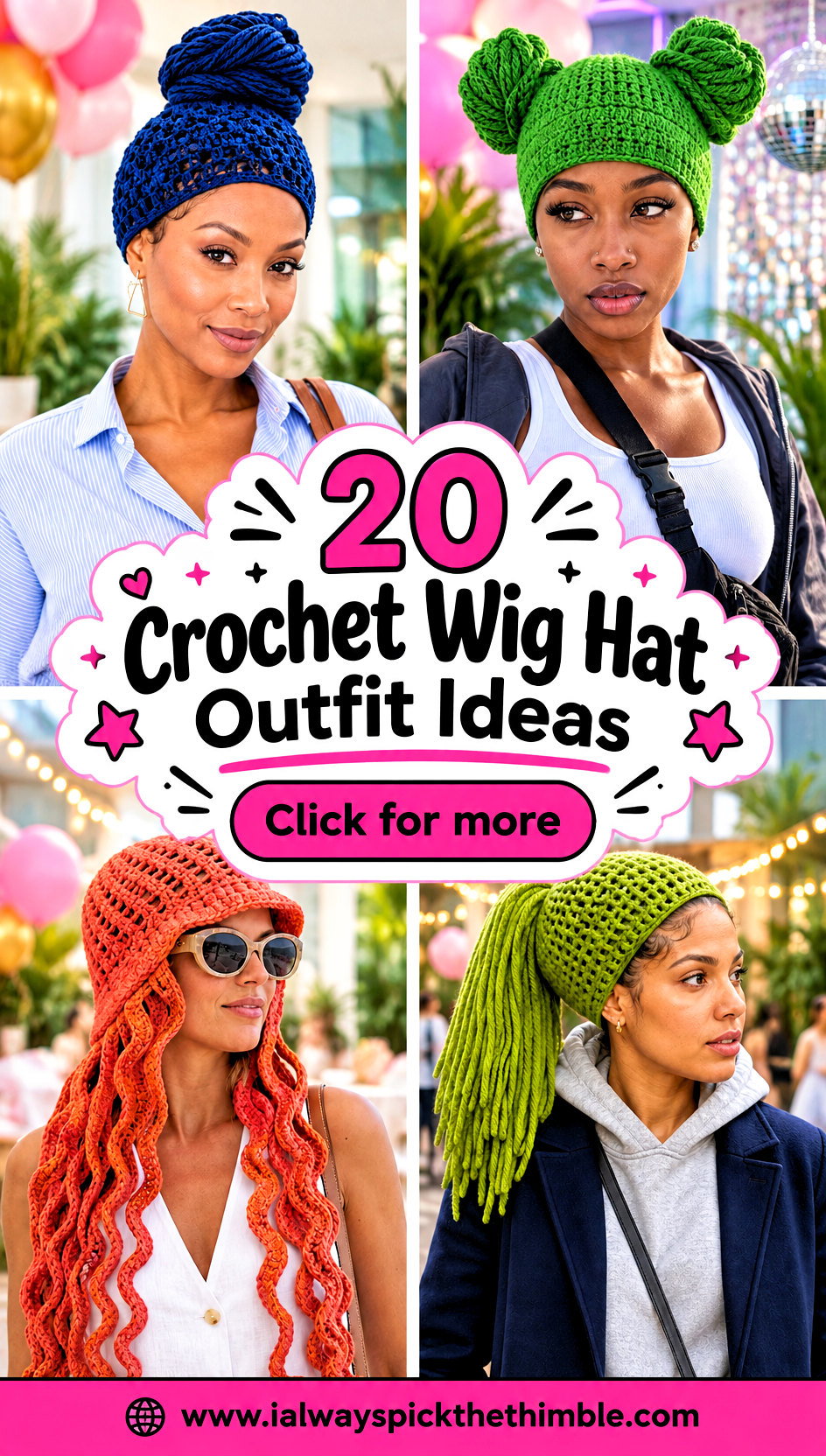 20 Crochet Wig Hat Outfit Ideas for Playful Party Looks - 20 Crochet Wig Hat Outfit Ideas for Playful Party Looks