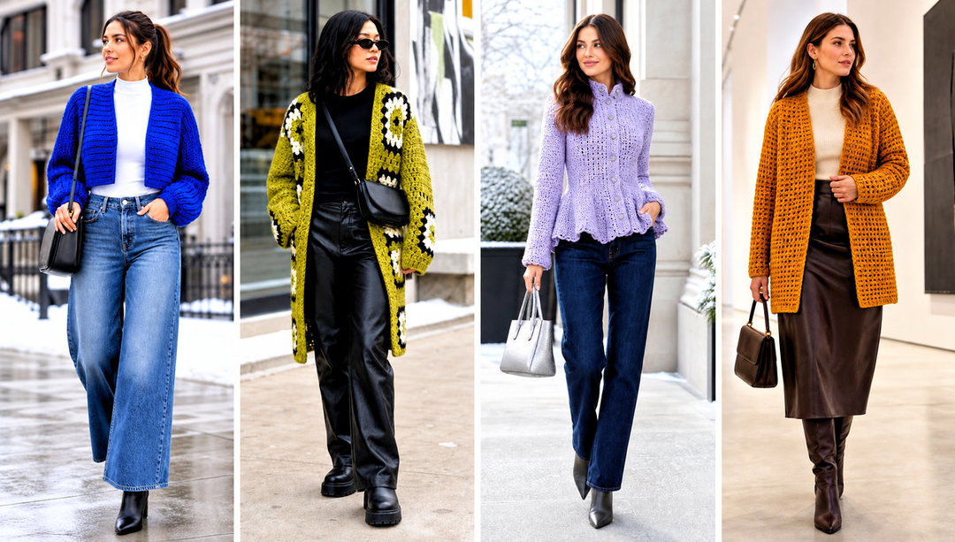 20 Crochet Winter Cardigan Outfit Ideas for Chilly Days