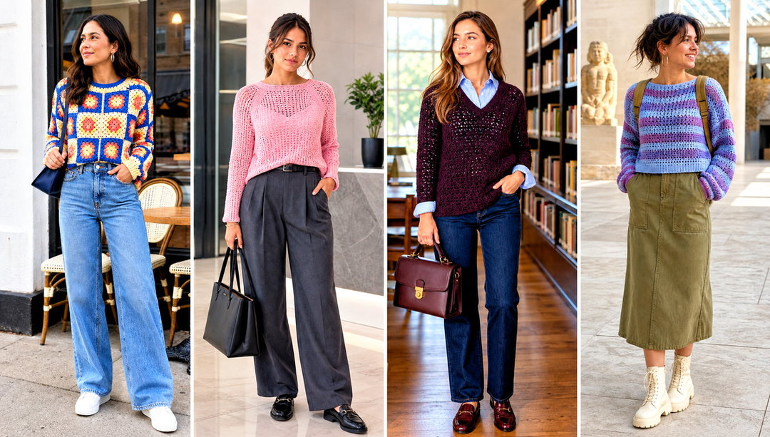 20 Crochet Womens Sweater Outfit Ideas for Layering