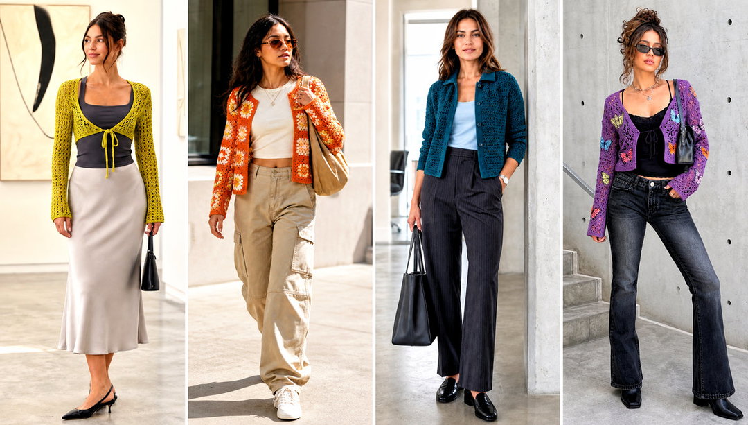 20 Crochet Y2K Cardigan Outfit Ideas for Retro Looks